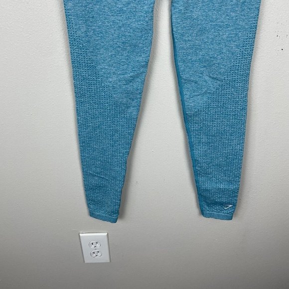 Gymshark Energy Seamless Leggings Aqua Blue High Rise Size S Small Ankle Length - Picture 3 of 7